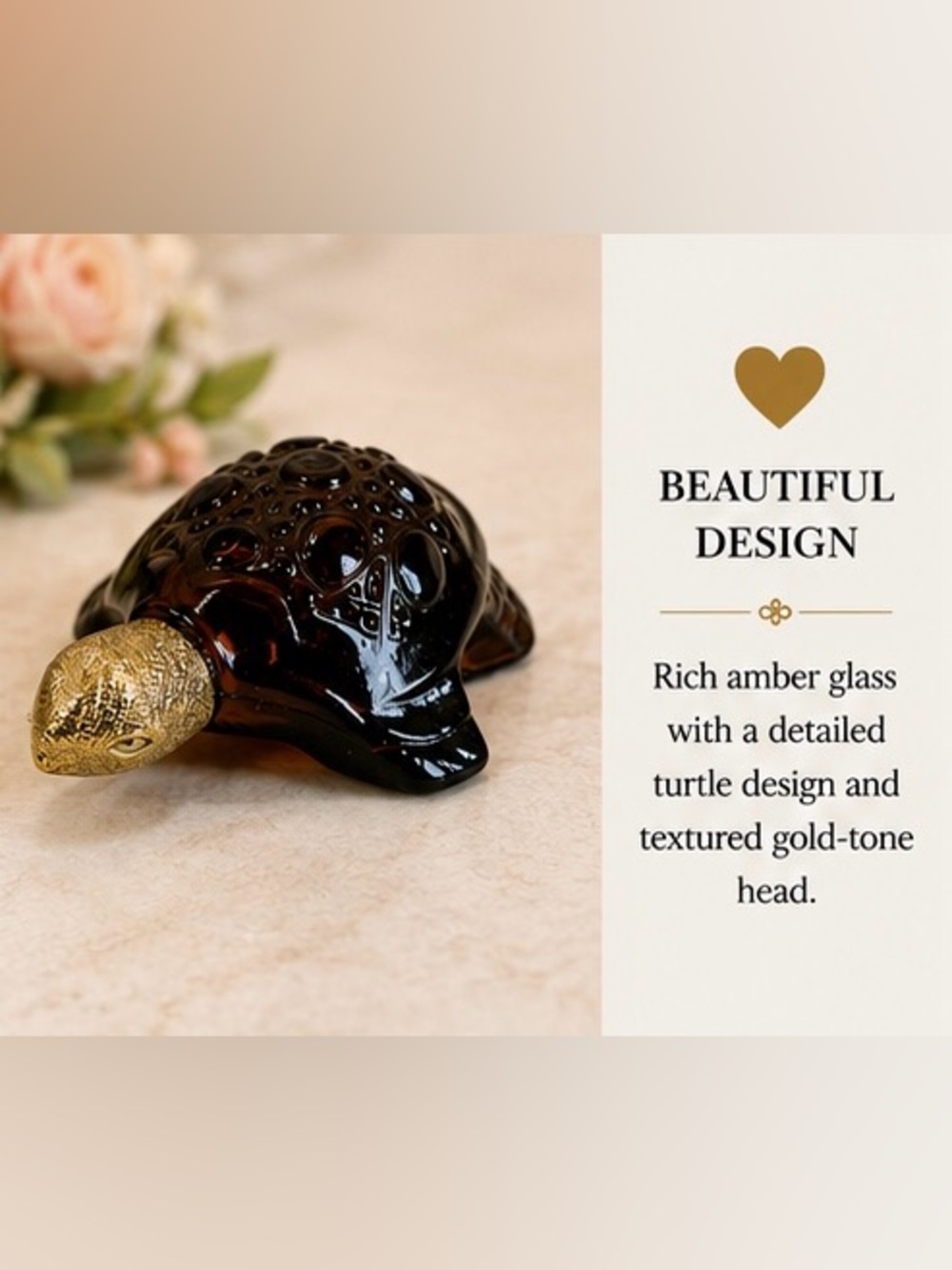 Avon Vintage Turtle Perfume Bottle Amber Glass Collectible Decor